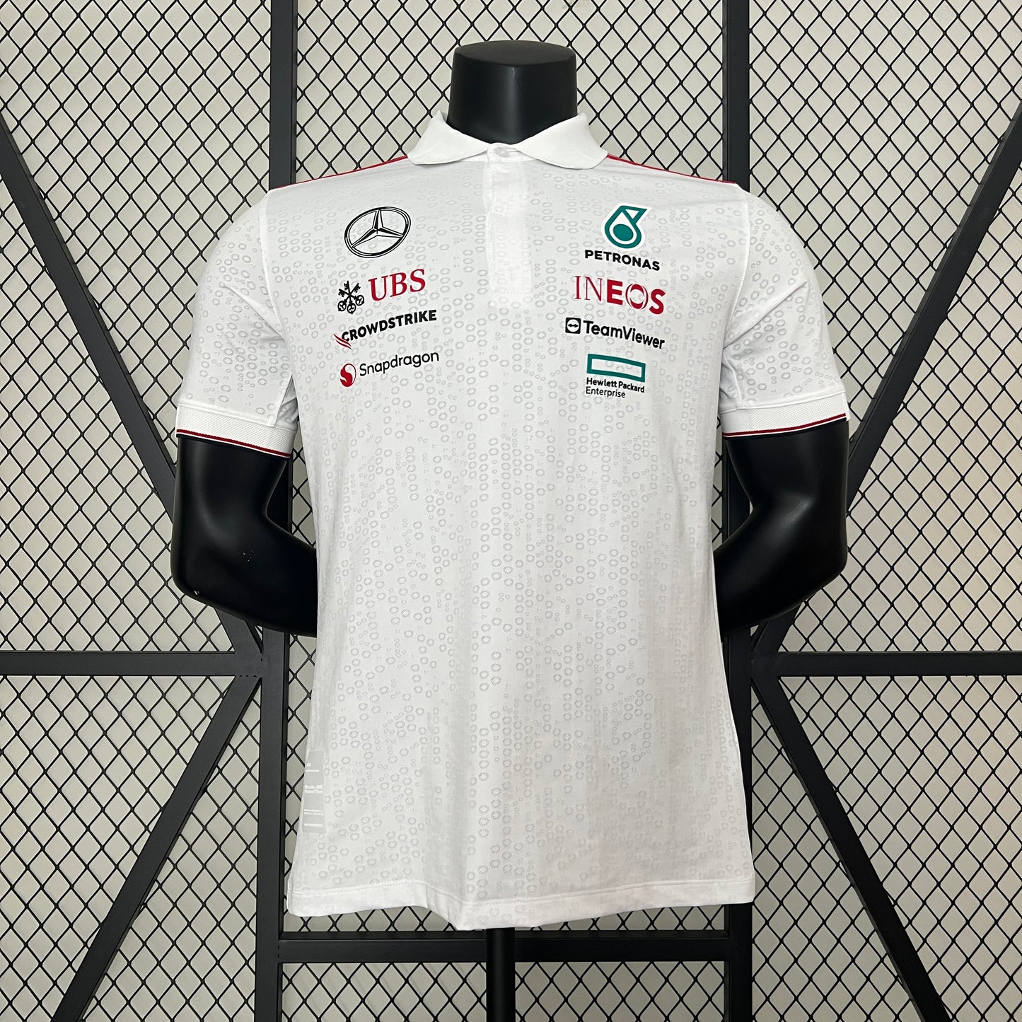 Mercedes Polo White CROWDSTRIKE