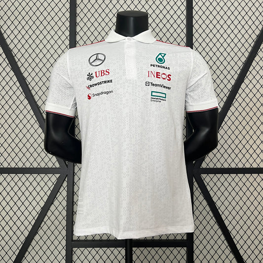 Mercedes Polo White CROWDSTRIKE